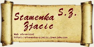 Stamenka Zjačić vizit kartica